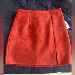 Burnt Orange Faux Suede Mini Skirt